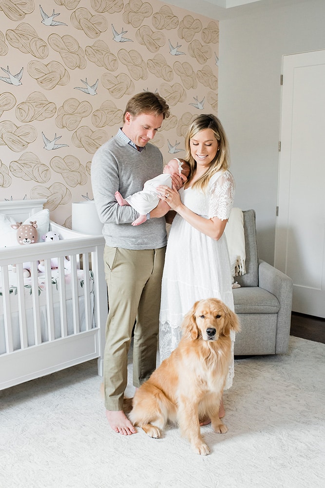Houston newborn photographer- family with dog