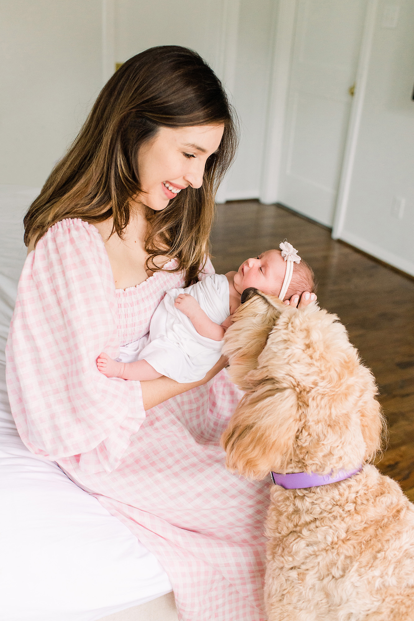 Mom and baby with dog