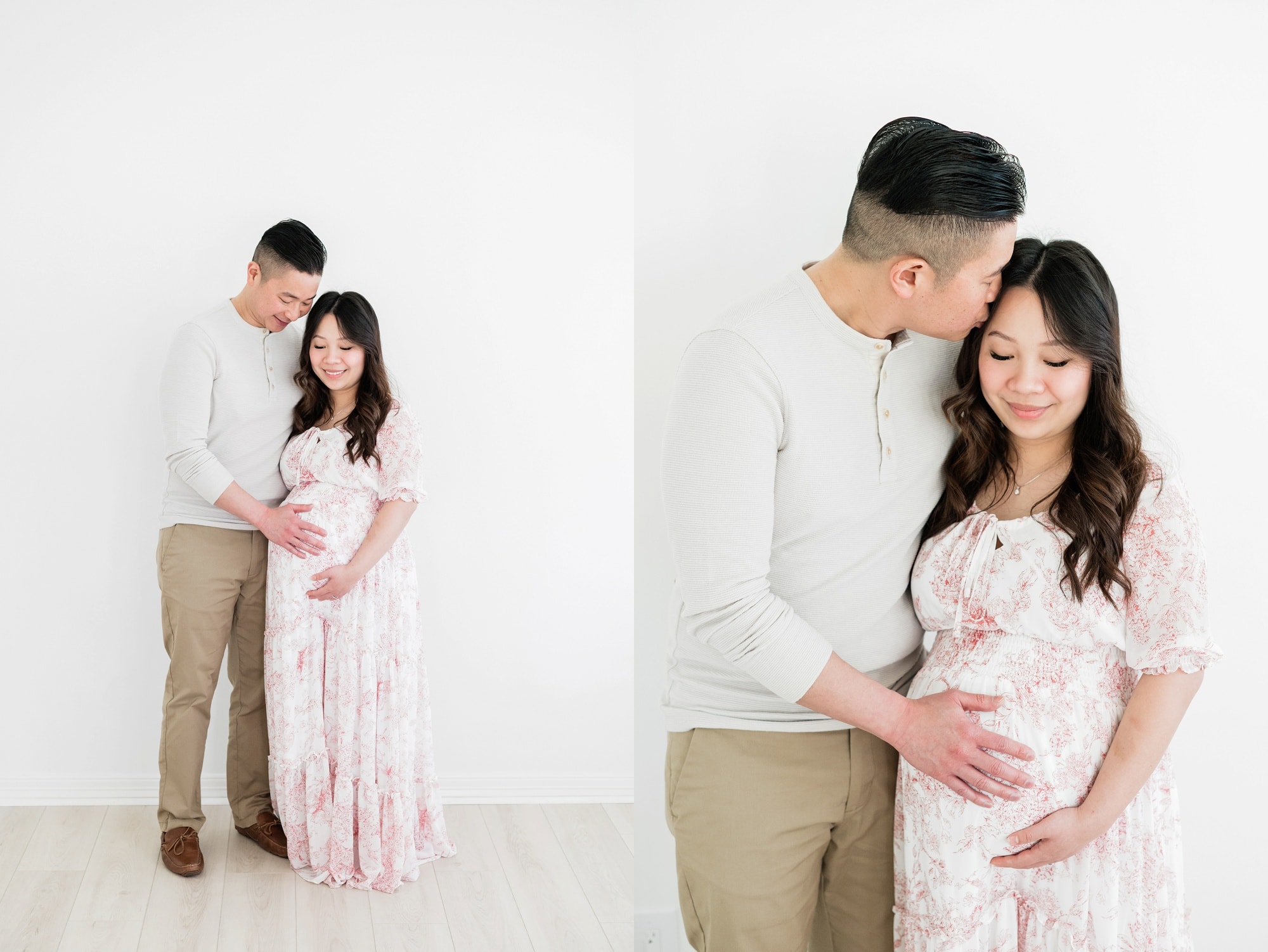 Studio maternity session of a couple